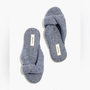 Madewell Chambray Crisscross Slippers Size 5